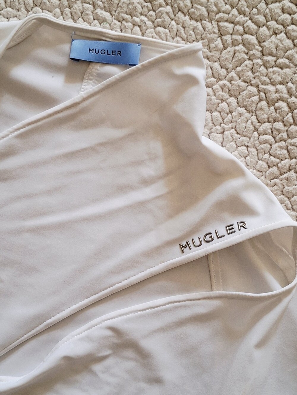 MUGLER White Lycra Double Cutout Bodysuit FR 40 US 8 M Org $620 - Picture 10 of 13